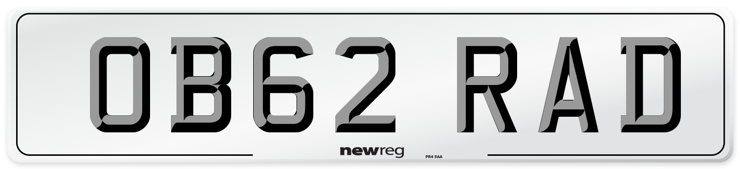 OB62 RAD Number Plate from New Reg